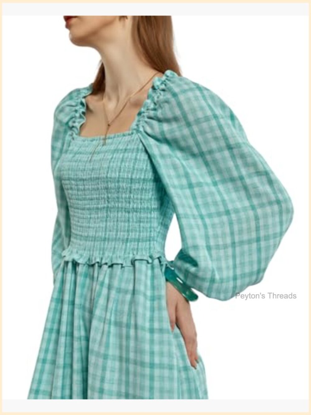 Sunlit and Airy Square Neck Midi Dress - Fit & Flare, Lightweight Polyester - Picture 4 of 7